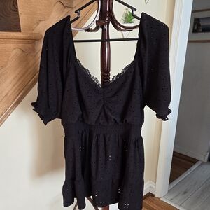 Chic Black Eyelet Blouse